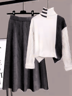 Ensemble Col Monté Uni et Robe Décontractée