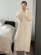 Robe d'hiver pour femmes à col rond et manches longues